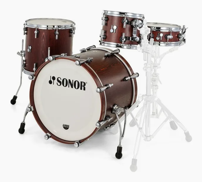 Sonor SQ2 Set Maple 1up1down Walnut, sur fond neutre