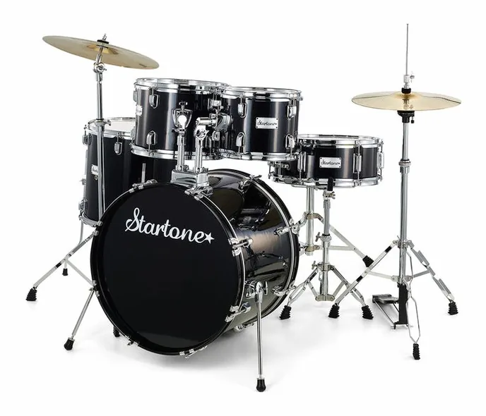 Startone Star Drum Set Studio -BK, de face sur fond neutre