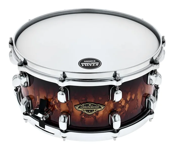 Tama 14"x6,5" Starcl. Walnut/B. MBR, de face sur fond neutre