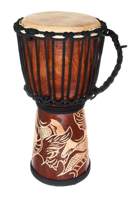 Terre Djembe Carved Dragon 40cm, vue de face