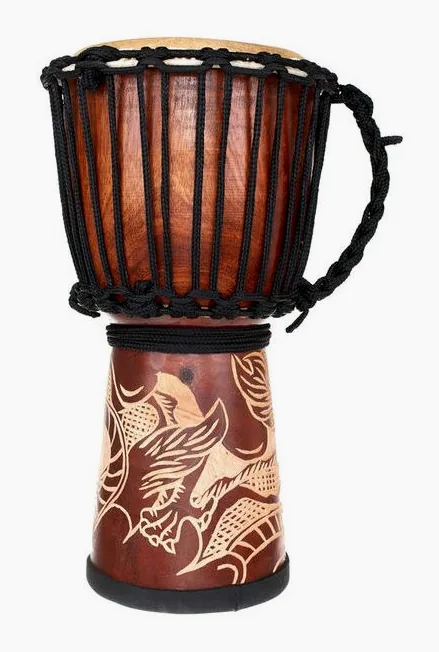 Terre Djembe Carved Dragon 40cm, vue de profil, photo 2