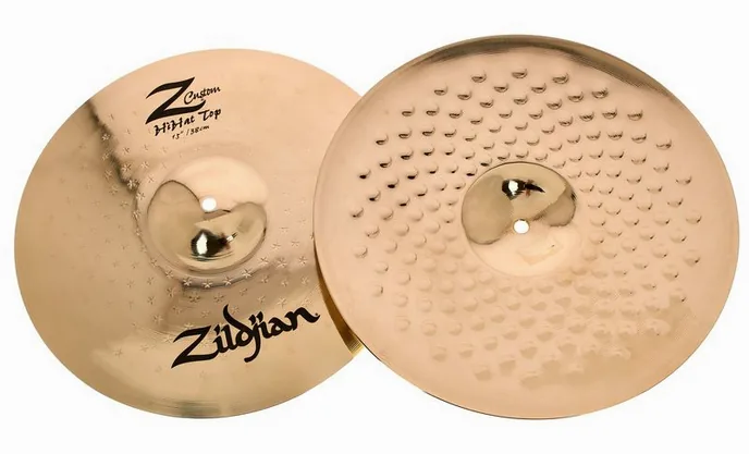 Zildjian 15" Z Custom brilliant Hi-Hat, vue de profil, photo 3